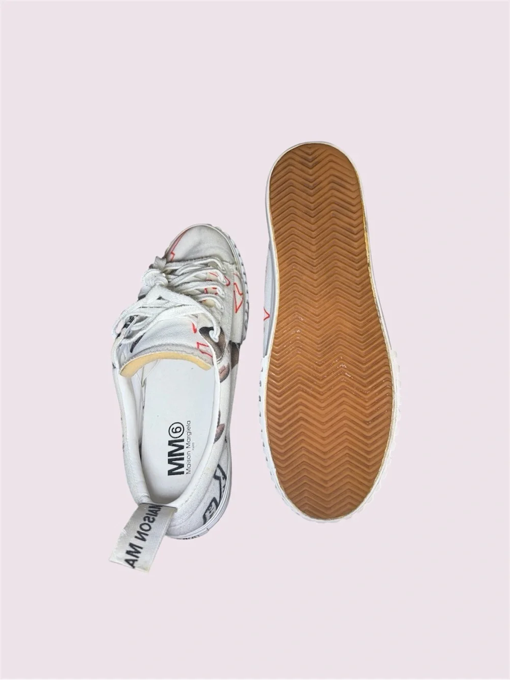 MM6 MAISONMARGIELASCREEN-PRINTED CANVAS FLATFORM SNEAKERS -Size 40EU